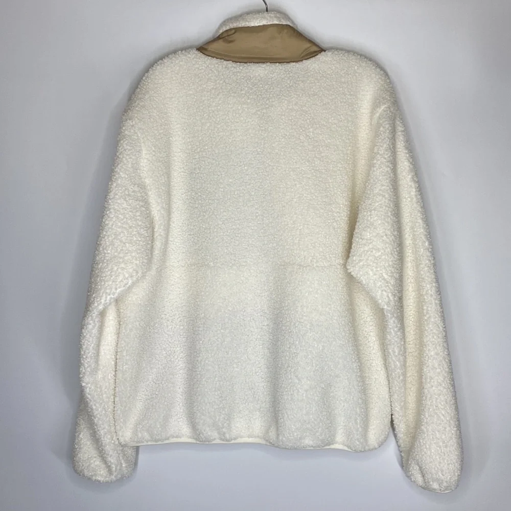 Old Navy Off White Fuzzy Sherpa Full Zip Jacket Size Large Tall